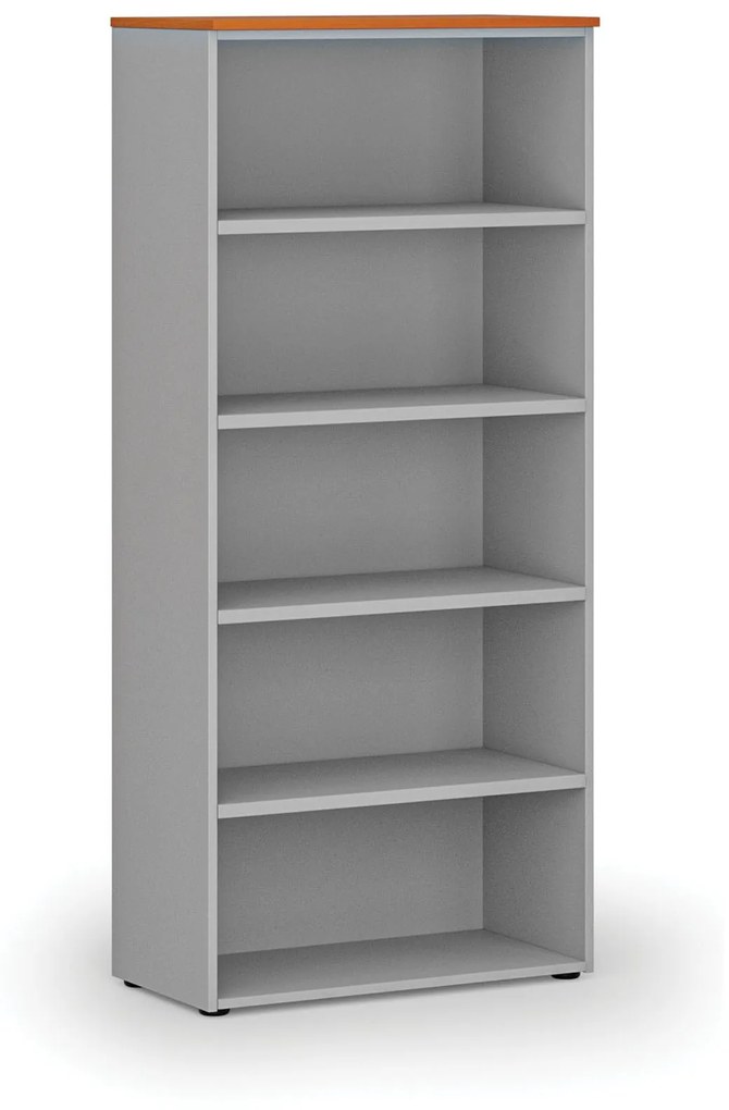 Kancelársky regál PRIMO GRAY, 1781 x 800 x 420 mm, sivá/čerešňa
