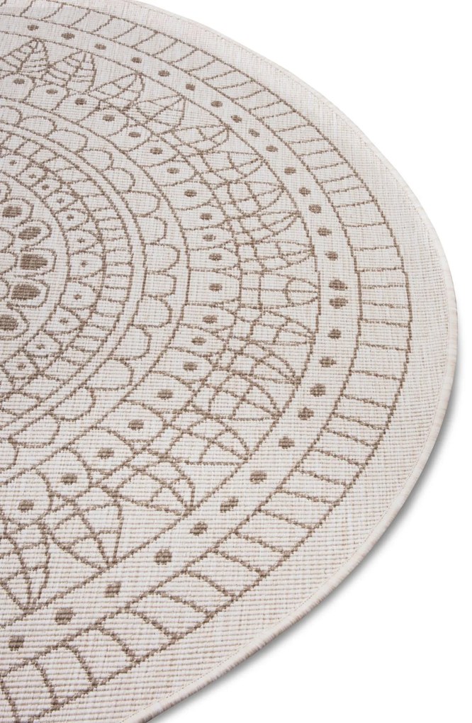 Kusový koberec Twin-Wendeteppiche 105475 Linen kruh – na von aj na doma, 140x140 (priemer) kruh, hnedá, chodba / predsieň, Hanse Home