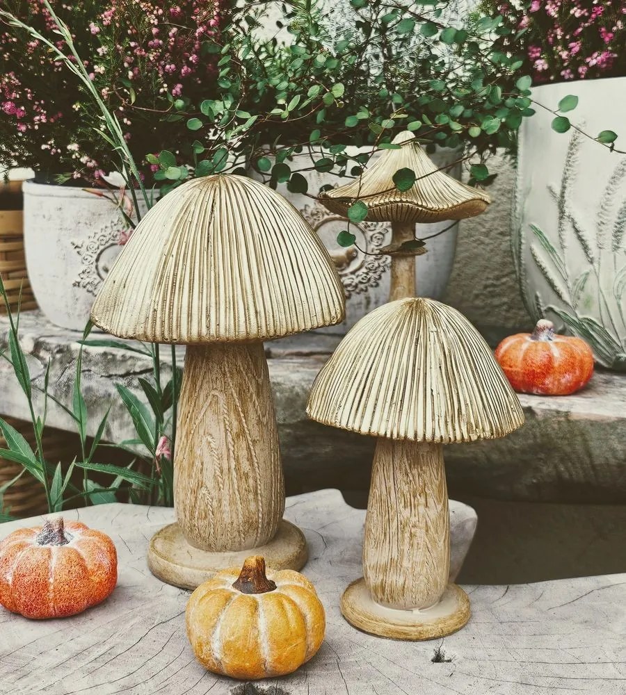 Béžovo-zlatá dekorácia huba Mushroom - Ø 13*20 cm