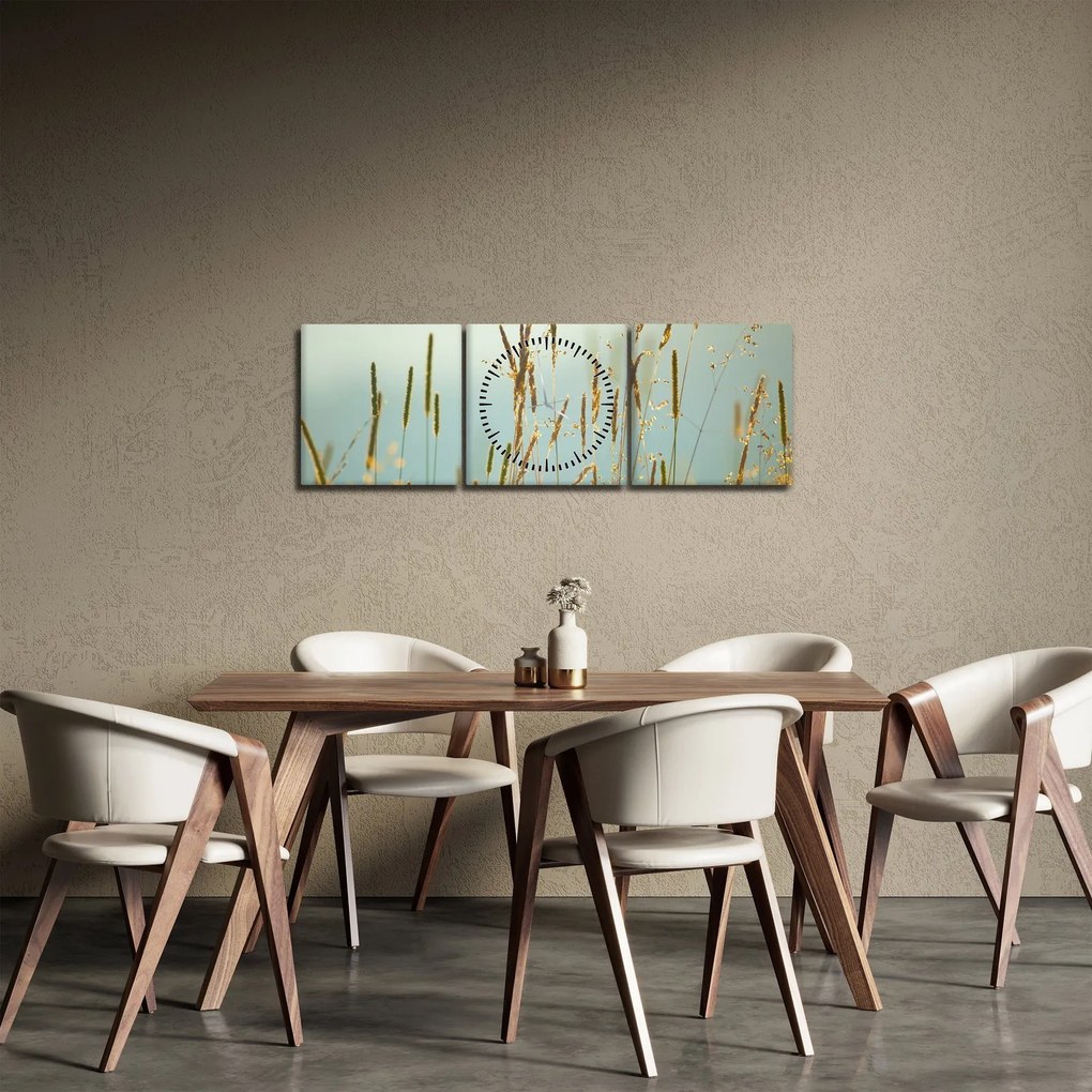 Obraz - Lúčny okamih (s hodinami) (90x30 cm)