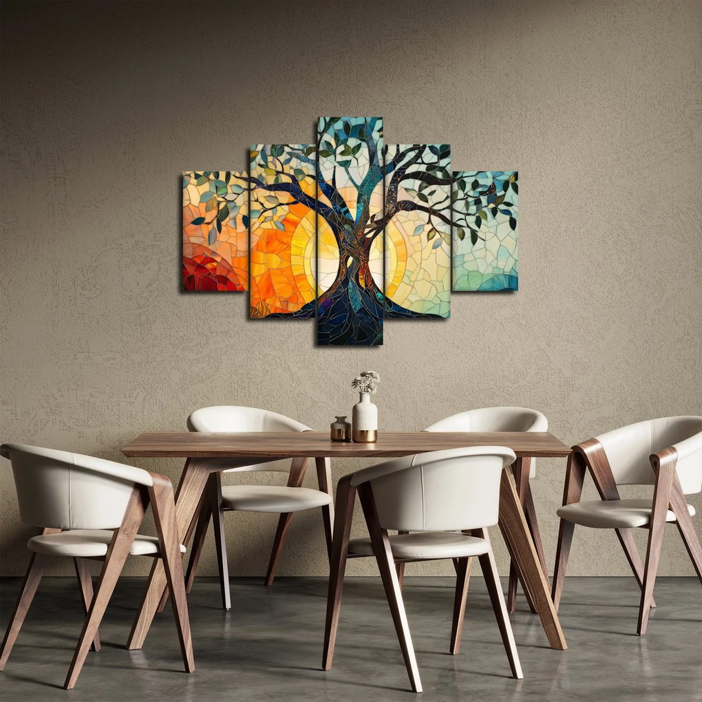 Obraz – Mozaika – slnko a strom I. (150x105 cm)