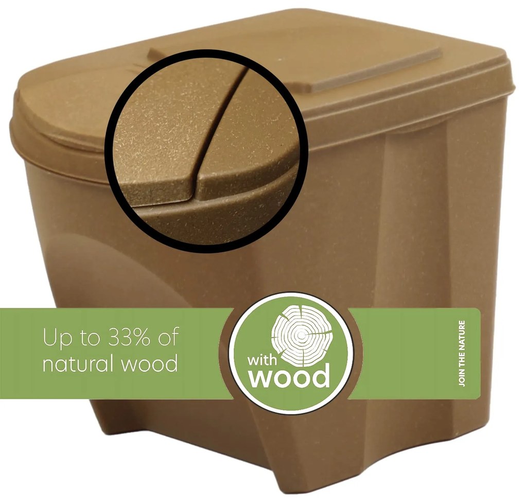 Odpadkové koše na triedený odpad, sada 3 ks x 25 l SORTIBOX - ECO WOOD