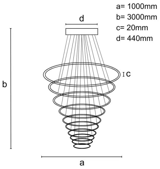 LED Stmievateľný luster na lanku LED/370W/230V 3000-6500K + diaľkové ovládanie