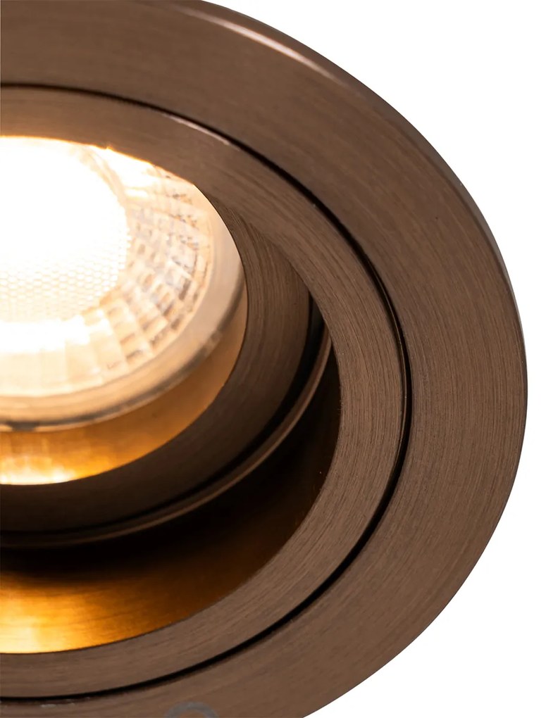 Inteligentné zapustené bodové svietidlo tmavý bronz okrúhle nastaviteľné vrátane Wifi GU10 50mm - Chuck