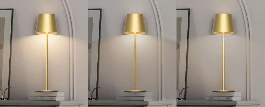 Toolight Toolight, dotyková LED nočná stolná lampa 5W, 3 farby svetla, USB napájanie, APP1364-T GOLD, zlatá lesklá, OSW-08627