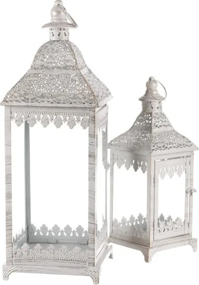 Set dvoch kovových lampášov biely JL326 (2 ks)