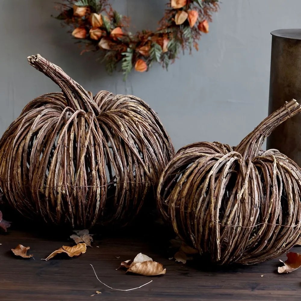 Hnedá prútená dekorácia tekvice Pumpkin - Ø 30*28 cm
