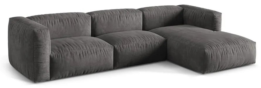 Sivá zamatová modulárna rohová pohovka (pravý roh/s leňoškou) Martina – Micadoni