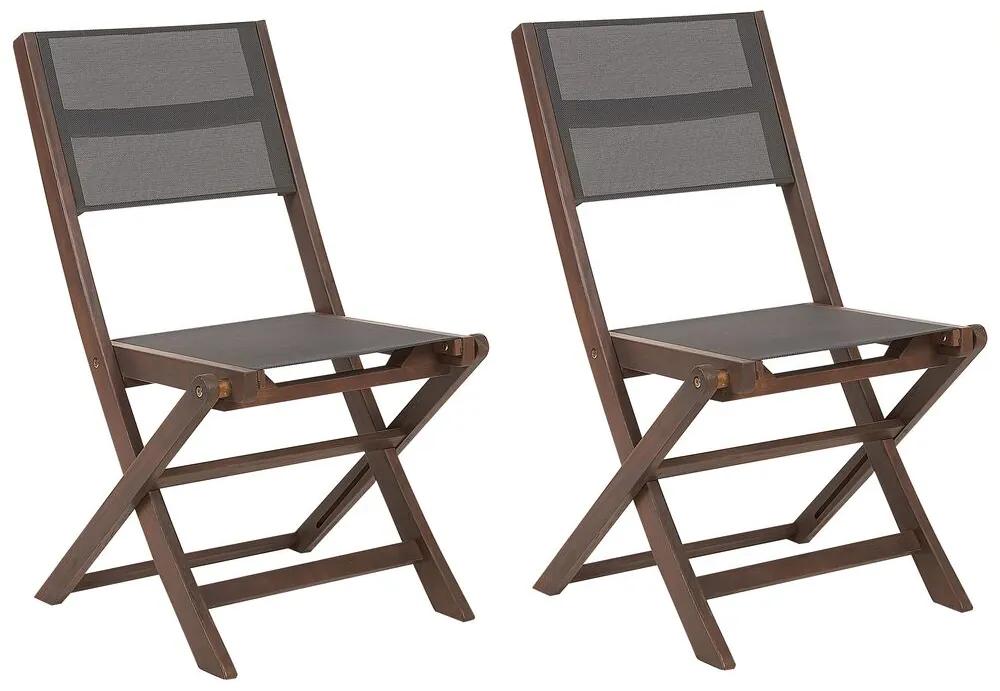 Sada 2 skladacích záhradných stoličiek z akáciového dreva tmavé drevo CESANA Beliani