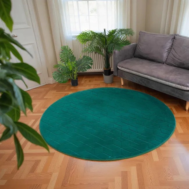 Koberec RABBIT 3D fľaškovo zelený kruh