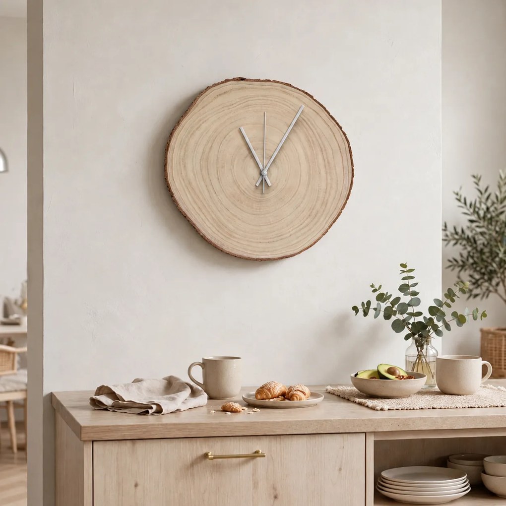 Nástenné hodiny z plátu dreva s letokruhmi a kôrou | KOR: Farba čierna RAL 9005 26-29 cm 4801-115419 KOR001-26-29-BLACK