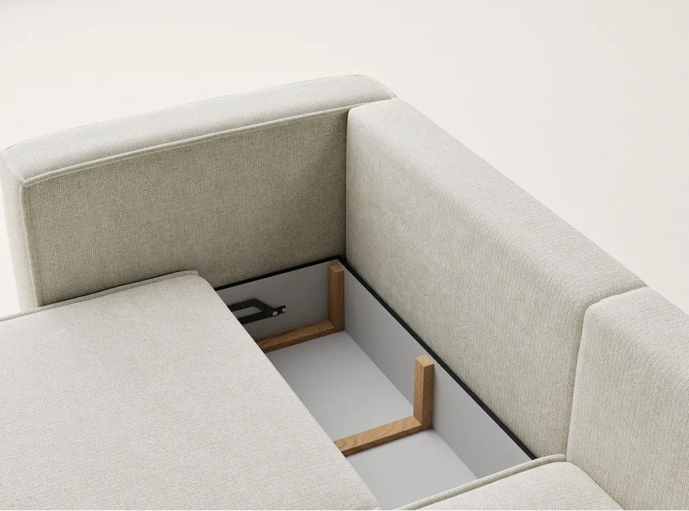 Krémovobiela ženilková rozkladacia/s úložným priestorom rohová pohovka (pravý roh/s leňoškou) Velto – Maison de Rêve