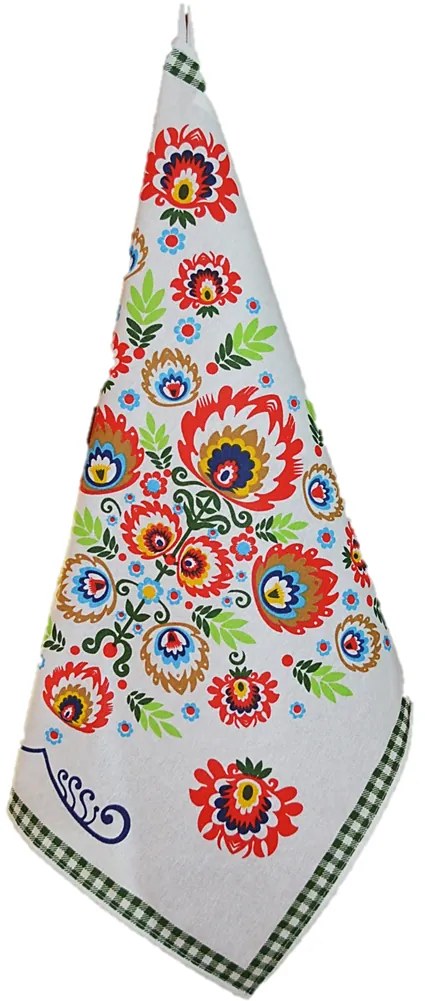 Kuchynská utierka Folk 50x60 cm bavlnená s pútkom – červená, modrá, žltá, zelená Farba: 4.Žltá