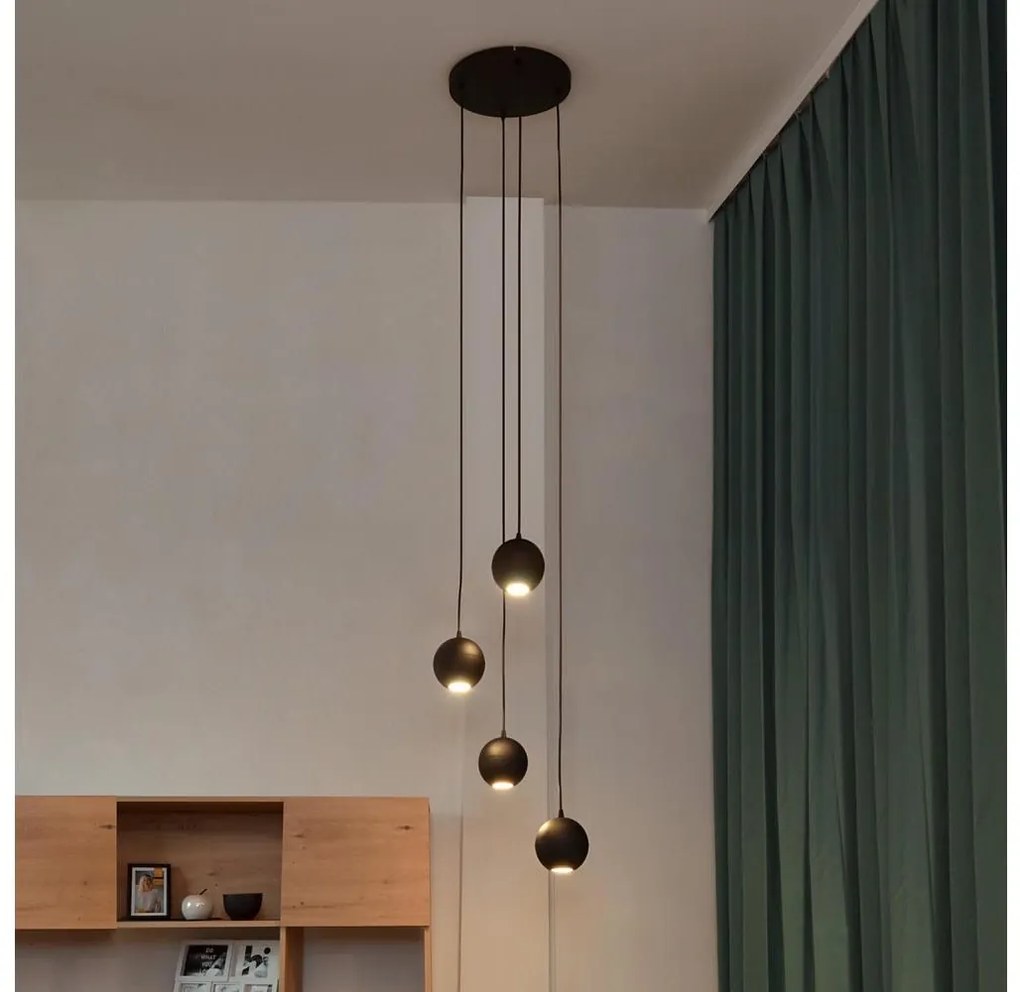 LED Luster na lanku MIDWAY 4xGU10/4,8W/230V čierna