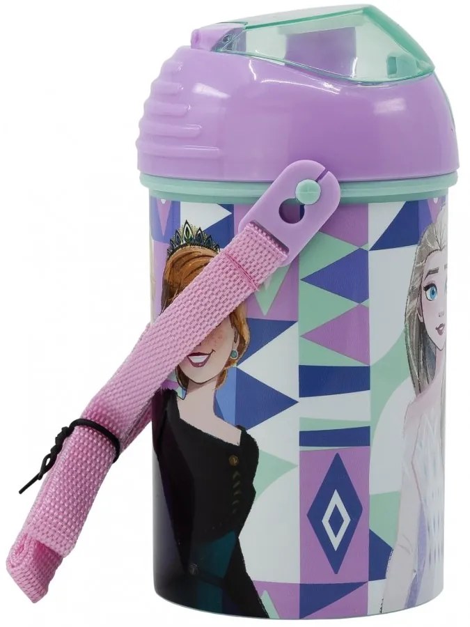 Plastová fľaša na pitie s viečkom Ľadové kráľovstvo - Frozen - 450 ml