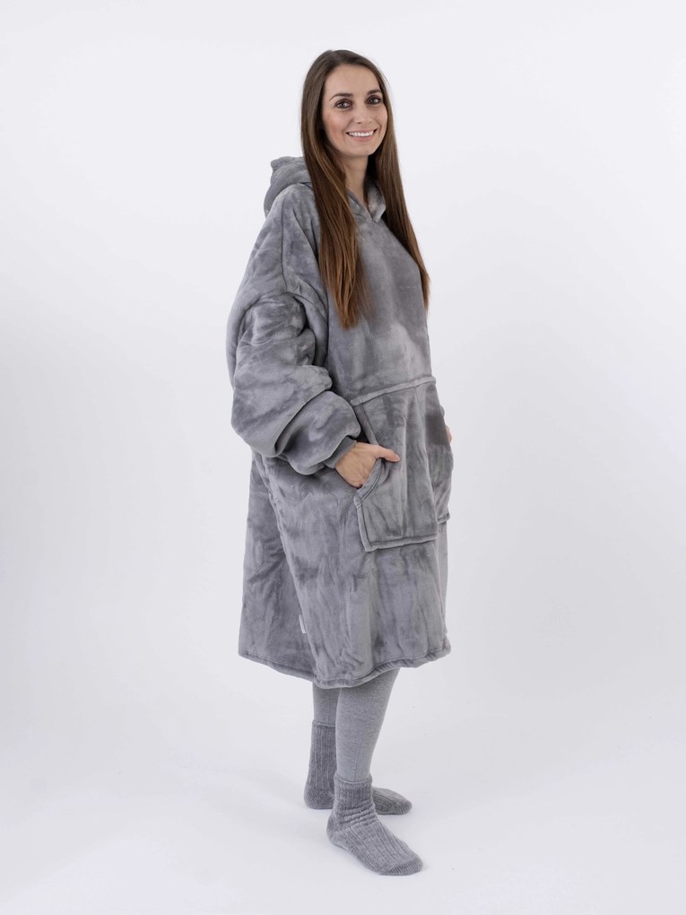 Baránková mikina mikroplyš – Laura tmavsivá veľkosť L