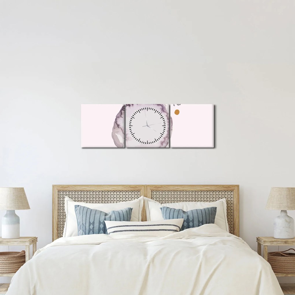 Obraz - Fialový minimalizmus N⁰4 (s hodinami) (90x30 cm)