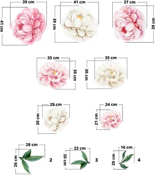 lovel.sk Nálepka na stenu Nature - pivonky 7 ks DK206 - cyklámenové