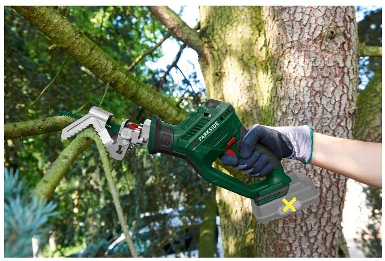 Parkside®  Aku píla na konáre 20 V Pasa 20-Li D3 + Akumulátor 20 V/2 Ah + Nabíjačka 20 V/2,4 A  (800011453)