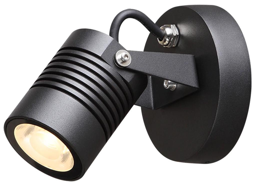TOP-LIGHT Vonkajšie nástenné LED bodové svietidlo IBIZA, 5W, teplá biela, čierne