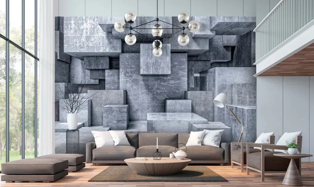 Manufakturer -  Tapeta 3D gray blocks