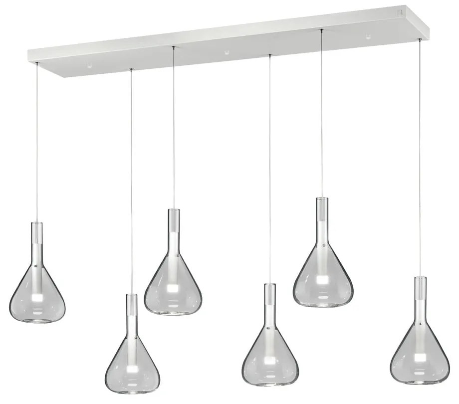 Biele LED závesné svietidlo so skleneným tienidlom Cipera – CINQUE