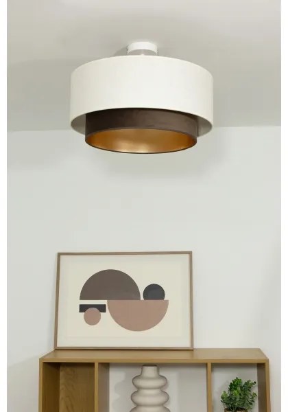 Prisadený luster NATIA 1xE27/60W/230V, priemer 45 cm, biela/hnedá