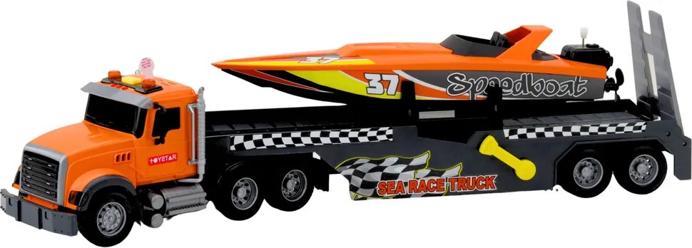 LEAN Toys Skrutkovacia súprava pre nákladné motorové vozidlá Svetlá Zvuky Oranžová