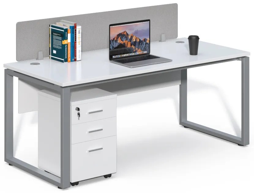 Kancelársky stôl s kontajnerom Houseland Prime Max 01 180 cm biely