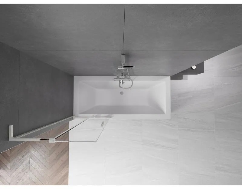 Mexen Velar L, 2-krídlová posuvná vaňová zástena 75 x 150 cm, 8mm číre sklo, brúsená oceľ, 896-075-003-01-97