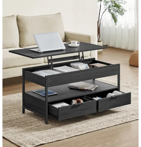 Konferenčný stolík so zdvíhacou doskou NYRO čierny