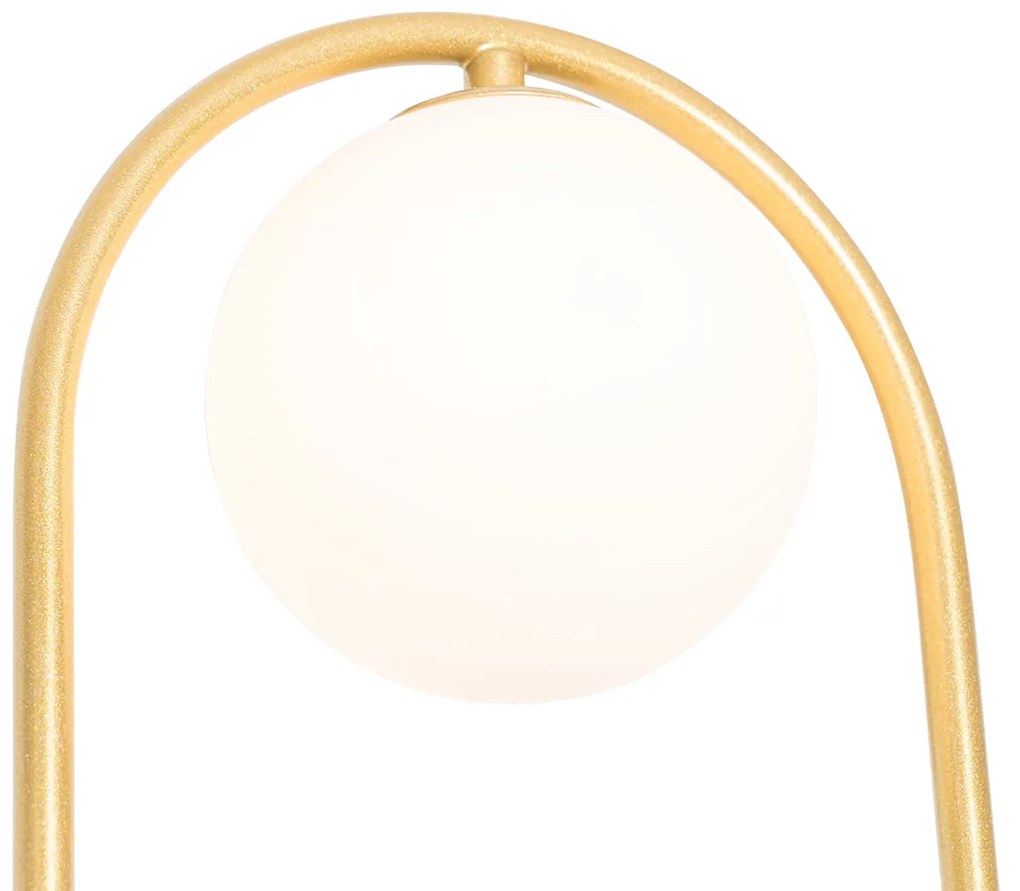 Art Deco nástenná lampa zlatá s bielym sklom - Isabella