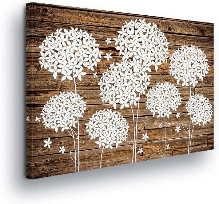 GLIX Obraz na plátne - White-leaved Flowers on a Brown Background 100x75 cm