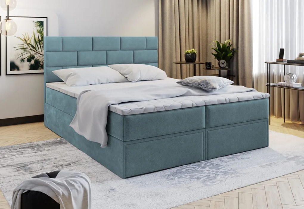 Čalúnená posteľ boxspring MARINOS, 160x200, fialová