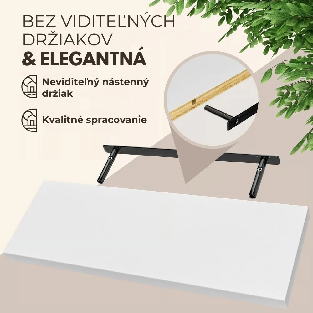 Nástenná polica FIGO + konzola, 70cm, biela Casaria