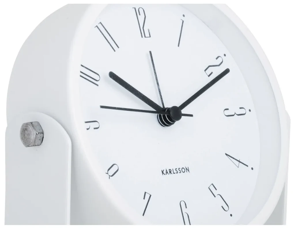 Dizajnový budík Karlsson 5989WH biely, priemer 12cm