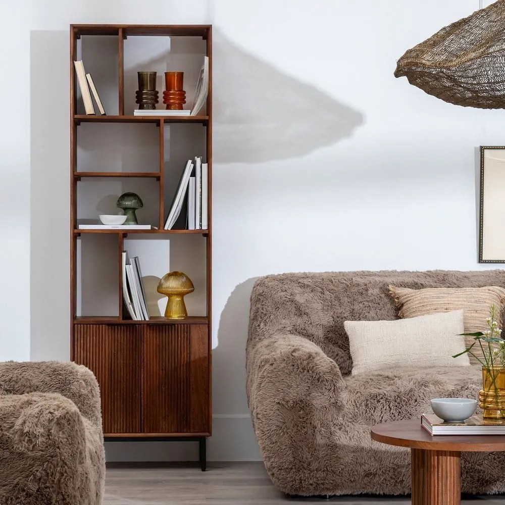 Hnedá knižnica z mangového dreva 60x190x30 cm Sagara – Ixia