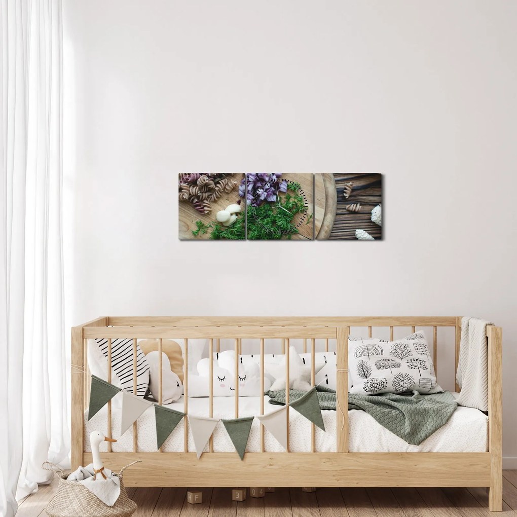 Obraz - Z kuchynského lopárika (s hodinami) (90x30 cm)