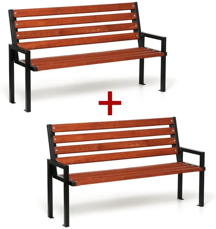 Vonkajšia lavička CITY s operadlom 1+1 ZADARMO, 1660 mm, mahagón tmavý