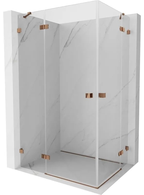 Mexen Lunar Duo, výklopný sprchový kút 120 x 80 cm, 8mm číre sklo, profil ružové zlato, 834-120L-080P-60-00