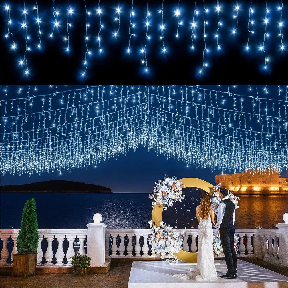 Vianočné svetielka LED záclona FLASH modrá 1000 LED