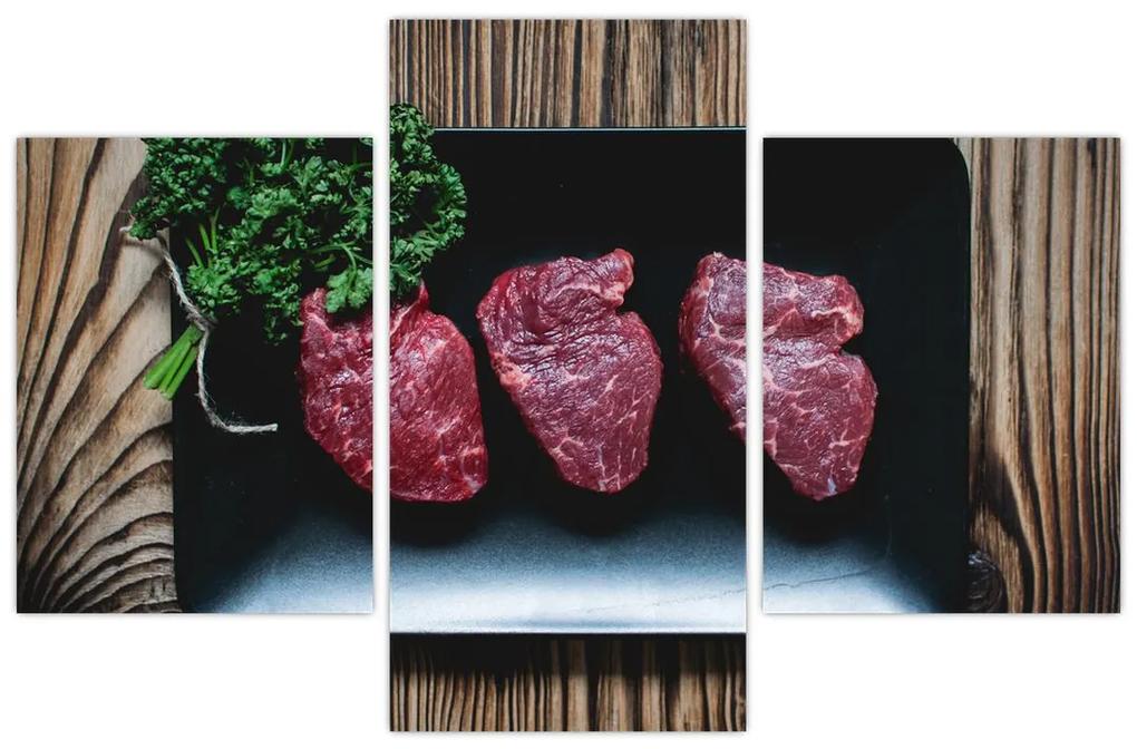 Obraz mäsa na tanieri (90x60 cm)