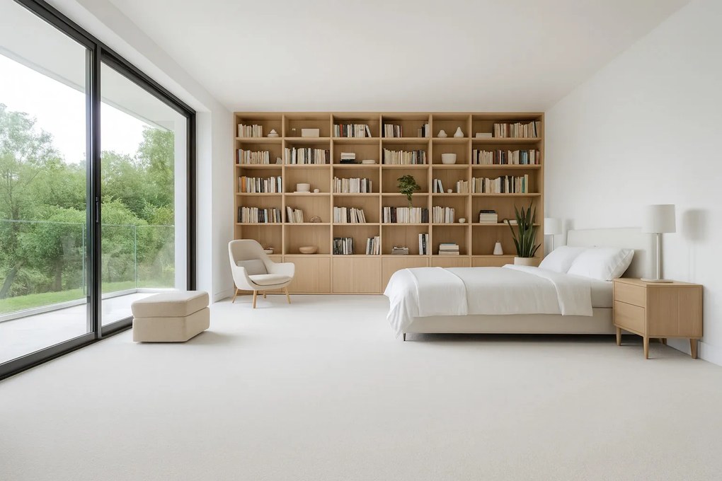 ITC, Koberec metráž Avelino 90, na mieru, šíře 4m, biela, fusion back, chodba / predsieň