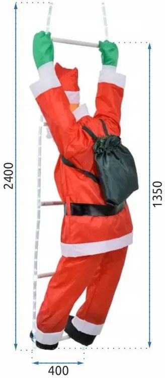 Tutumi Tutumi, LED vianočný Santa Claus na rebríku 240cm XXL 391123A, červená-biela, CHR-03620