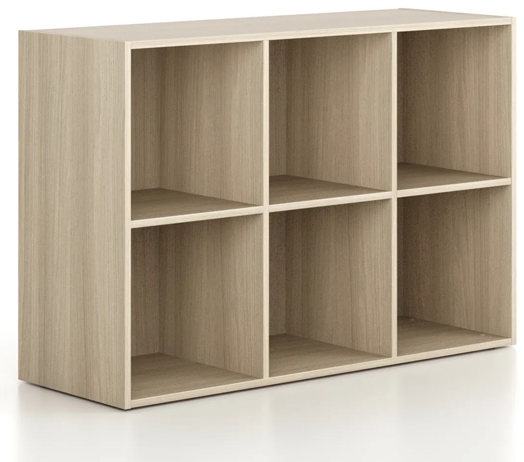 Regál FRAME, nízka, 3 stĺpce, 881 x 1299 x 450 mm, dub prírodný