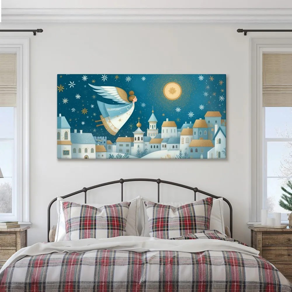 Obraz vianočná krajina s anjelom
