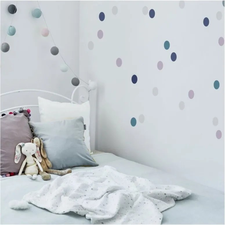 Samolepka do detskej izby sada konfety modrá, ružová, šedá 5cm