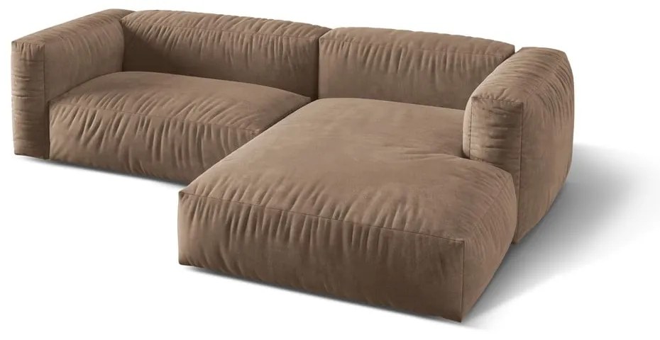 Svetlohnedá zamatová modulárna rohová pohovka (pravý roh/s leňoškou) Martina – Micadoni