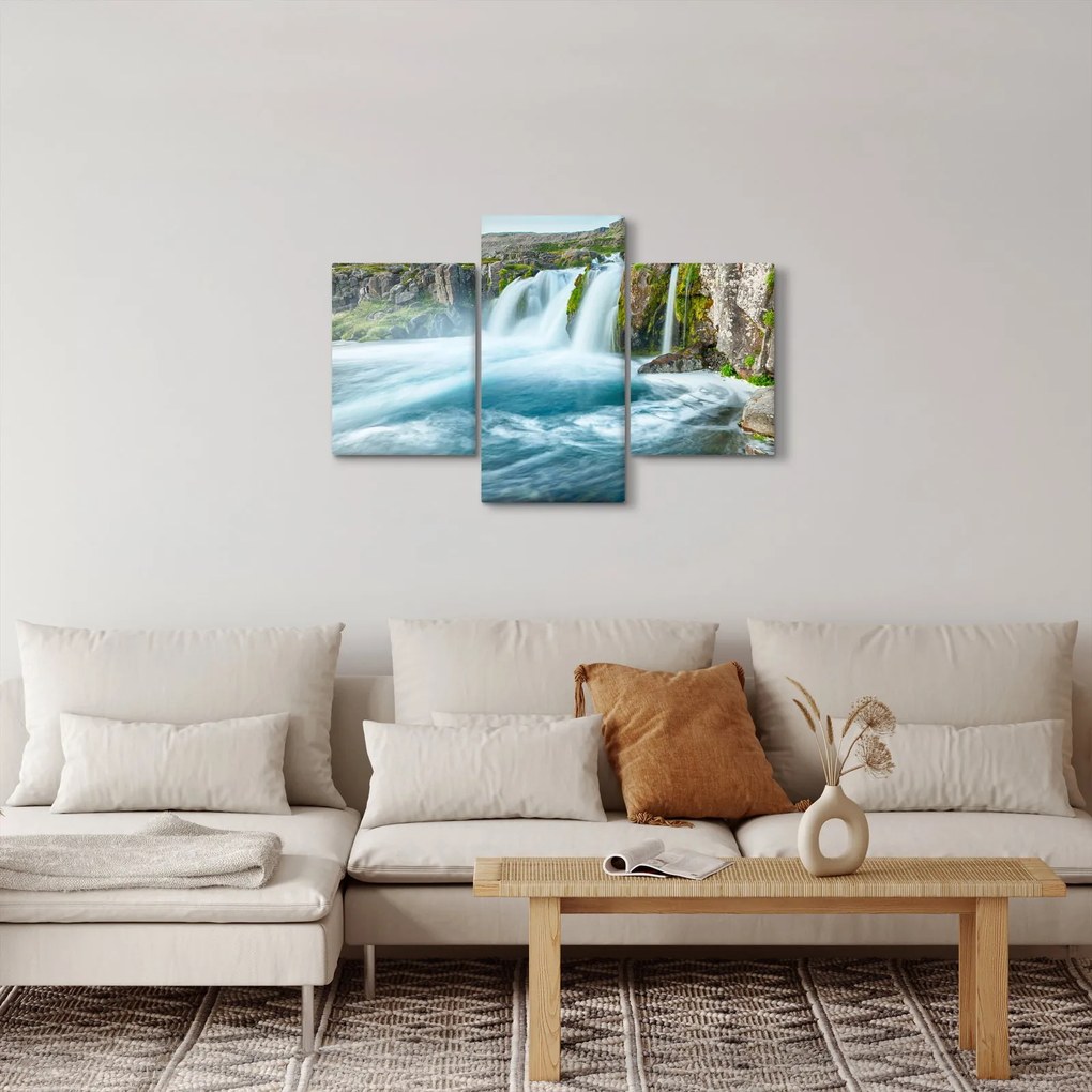Obraz - Skaly s vodopádmi (90x60 cm)