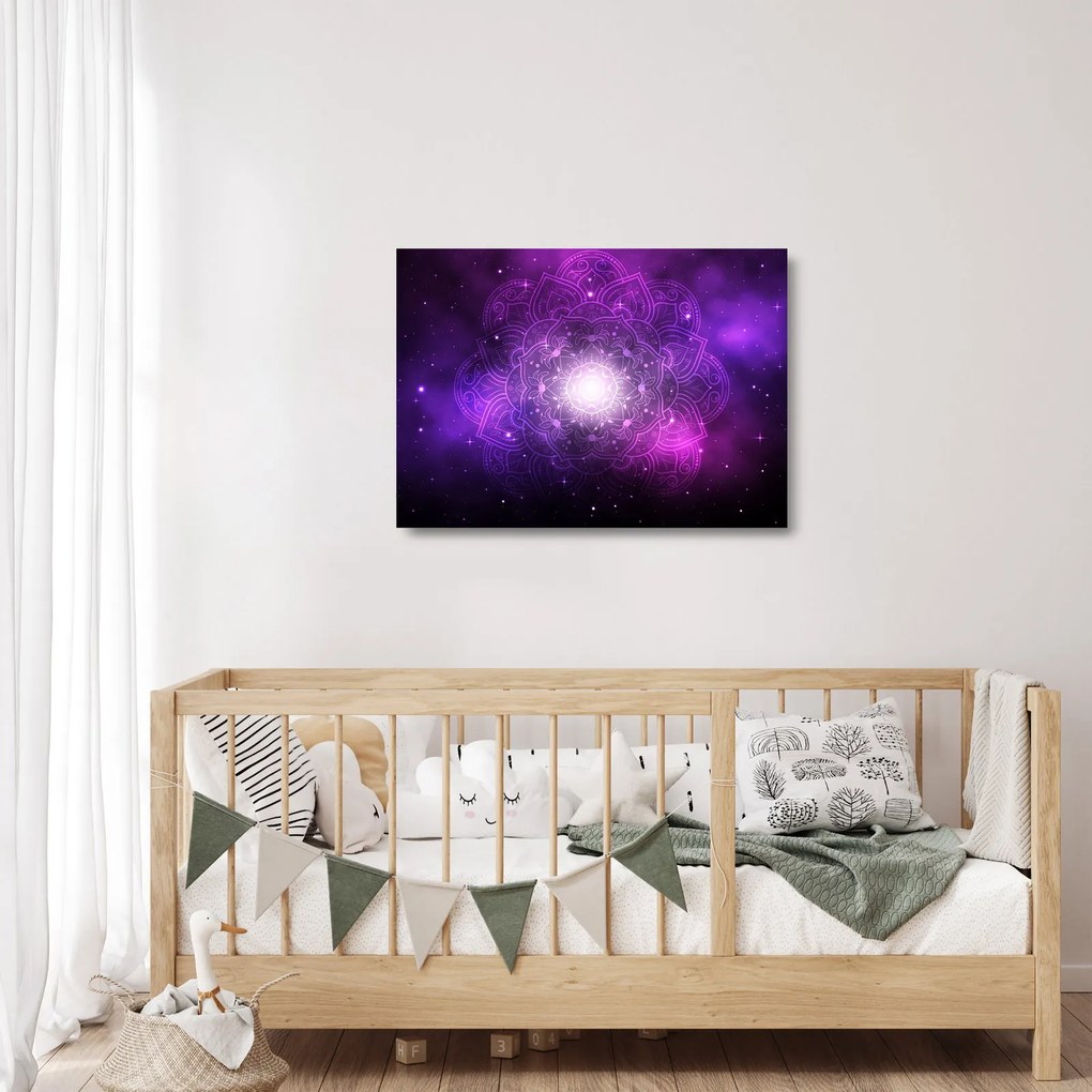 Sklenený obraz fialové abstrakcie (70x50 cm)